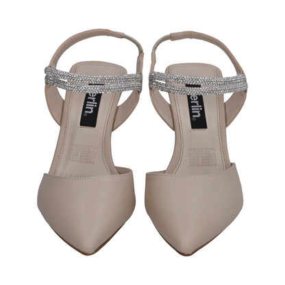 Zapatilla Dama Destalonada Beige Pulsera Tacon Bajo