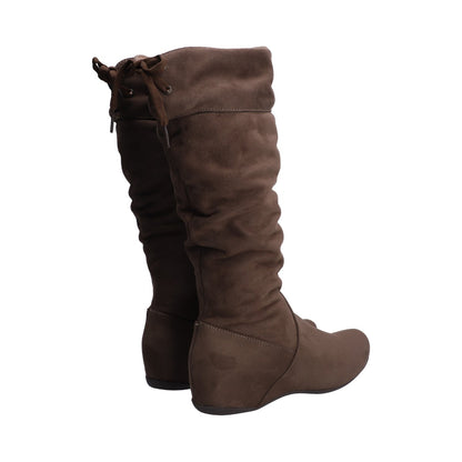 Bota Dama Berlin Taupe de Piso con Tubo Arrugado