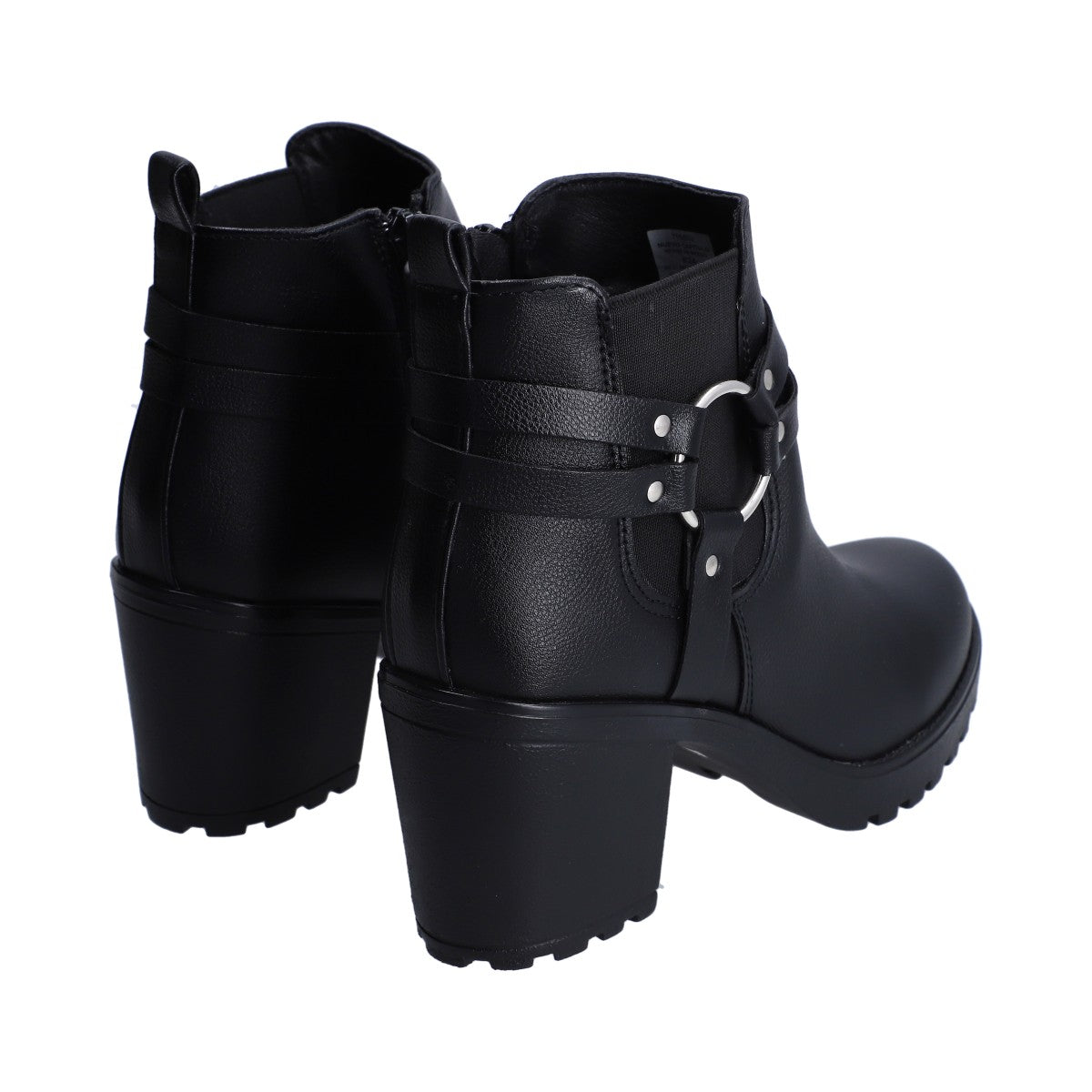 Botin Dama Berlin Sint Negro Con Arnes Metalico Plata