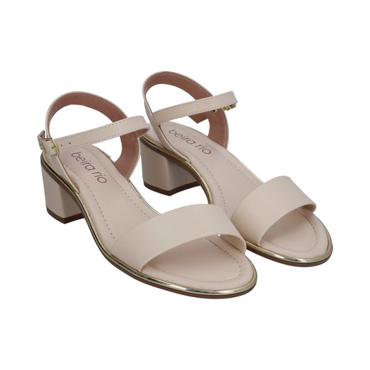 Sandalia Casual Dama Beira Rio Tacón Bajo Beige