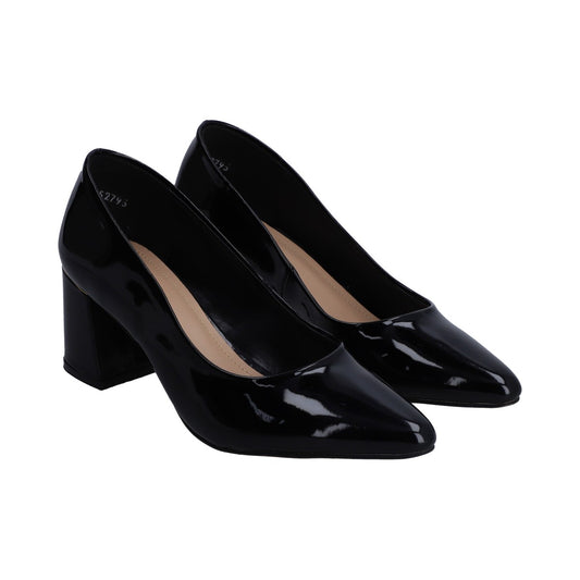 Zapatilla Dama Lady Paulina Charol Negro Tacón Cuadrado