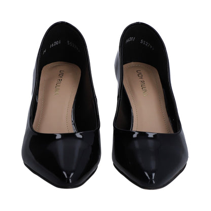 Zapatilla Dama Lady Paulina Charol Negro Tacón Cuadrado