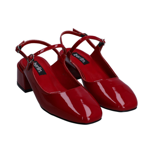 Zapatilla Dama Berlin Destalonada Charol Rojo Tacón Bajo