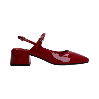 Zapatilla Dama Berlin Destalonada Charol Rojo Tacón Bajo