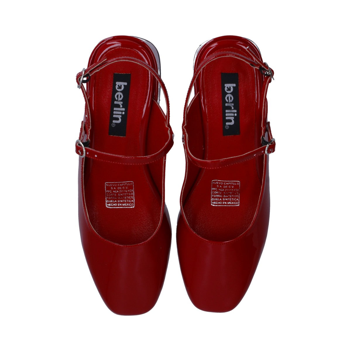 Zapatilla Dama Berlin Destalonada Charol Rojo Tacón Bajo