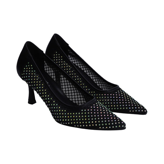 Zapatilla Dama Berlin Negra De Malla Tejida Y Cristales
