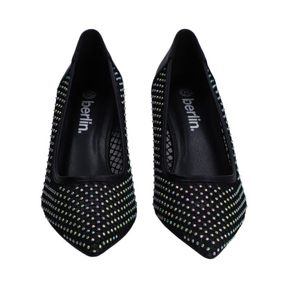 Zapatilla Dama Berlin Negra De Malla Tejida Y Cristales