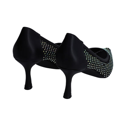 Zapatilla Dama Berlin Negra De Malla Tejida Y Cristales