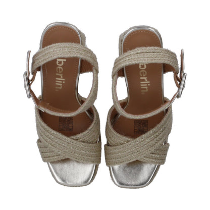 Sandalia Casual Dama Media Plataforma Y Tacón Beige