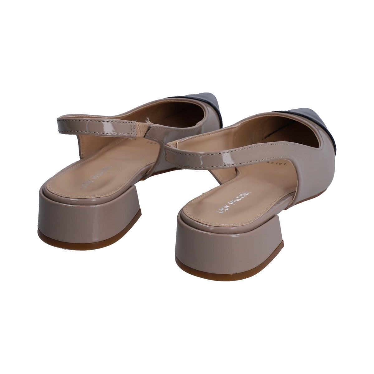 Zapatilla Berlin Beige Con Negro Destalonada Y Tacón Bajo