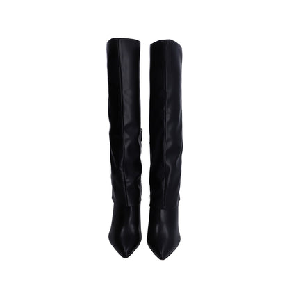 Bota Dama Berlin Negra Con Solapa Y Tacón Stiletto
