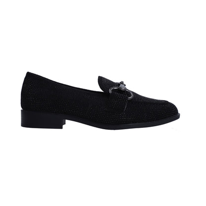 Mocasín Berlin Dama Negro Cristales Y Herraje