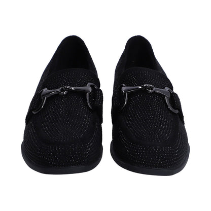 Mocasín Berlin Dama Negro Cristales Y Herraje