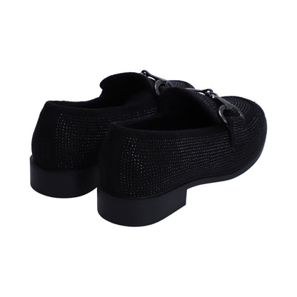 Mocasín Berlin Dama Negro Cristales Y Herraje