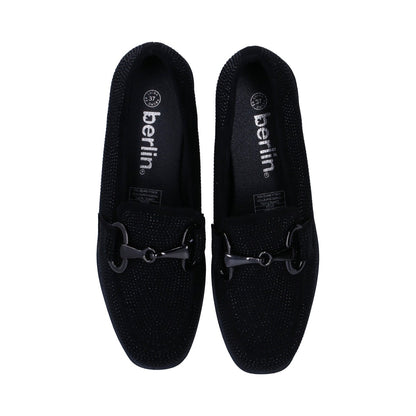 Mocasín Berlin Dama Negro Cristales Y Herraje