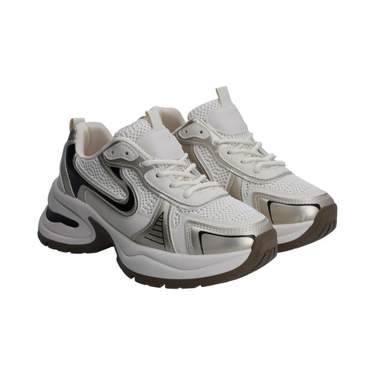 Tenis Dama Berlin Deportivo Blanco Y Gris De Agujetas