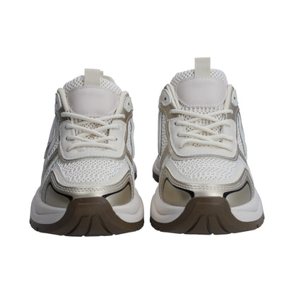 Tenis Dama Berlin Deportivo Blanco Y Gris De Agujetas