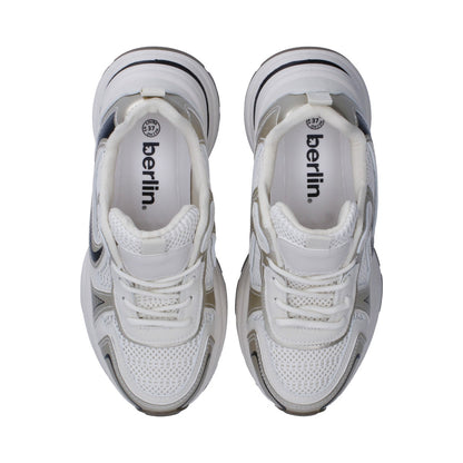 Tenis Dama Berlin Deportivo Blanco Y Gris De Agujetas