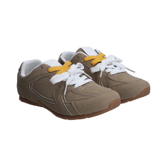 Tenis Dama Casual Berlin Taupe Con Agujetas Naranja Blanco