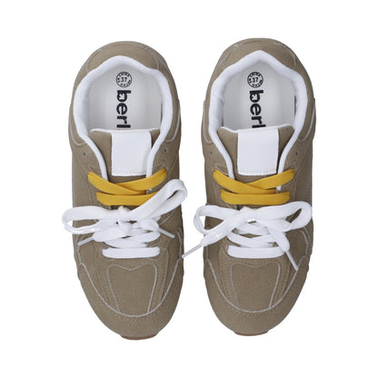 Tenis Dama Casual Berlin Taupe Con Agujetas Naranja Blanco