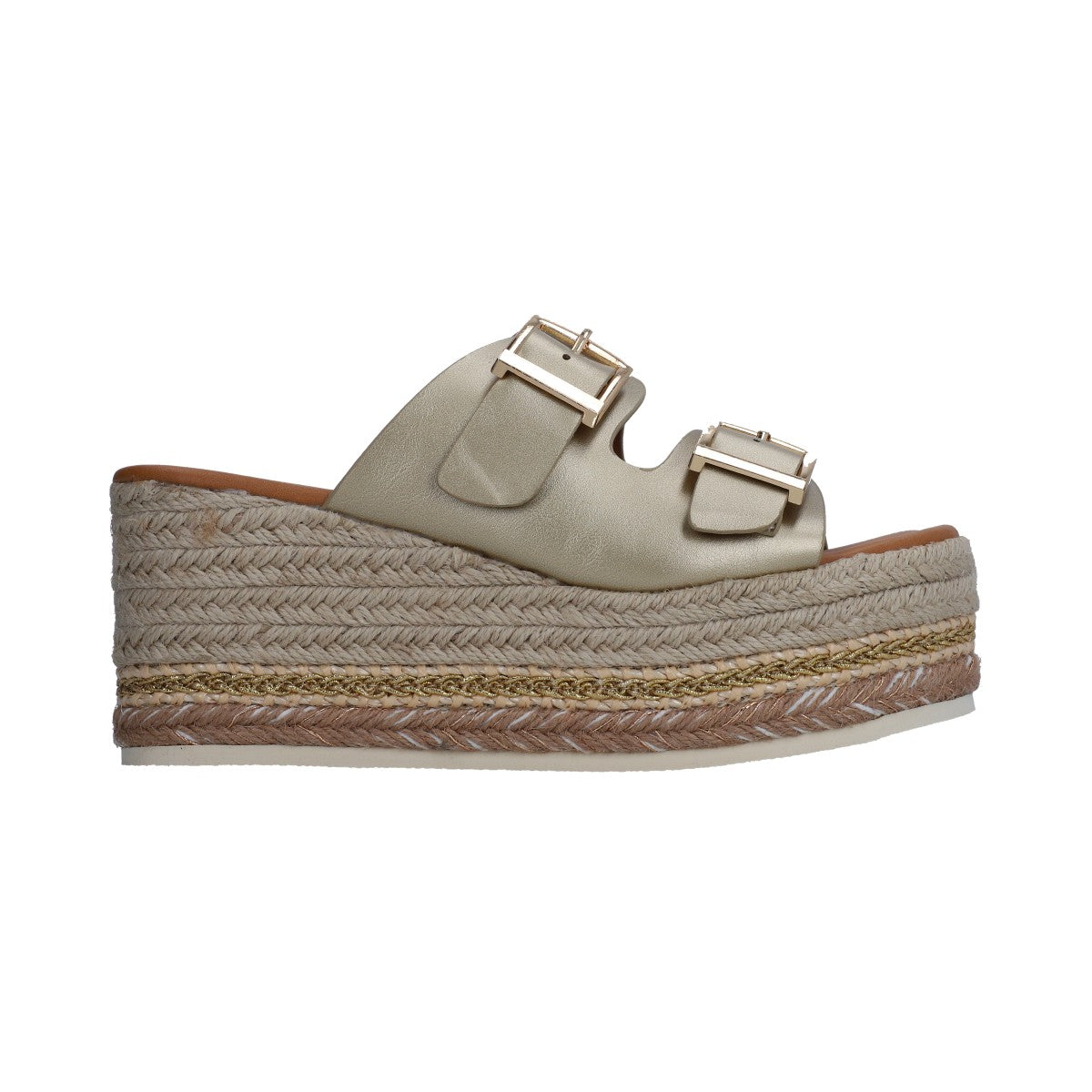Sandalia Dama Casual Berlin Dorada Plataforma Alta