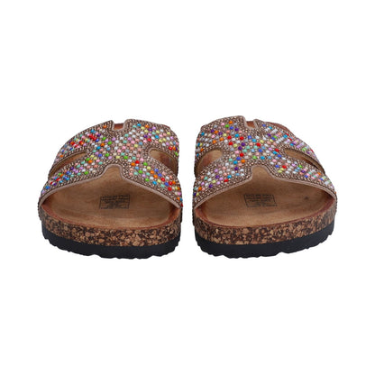 Sandalia Casual Dama Berlin Multicolor Piedras de Plataforma Baja