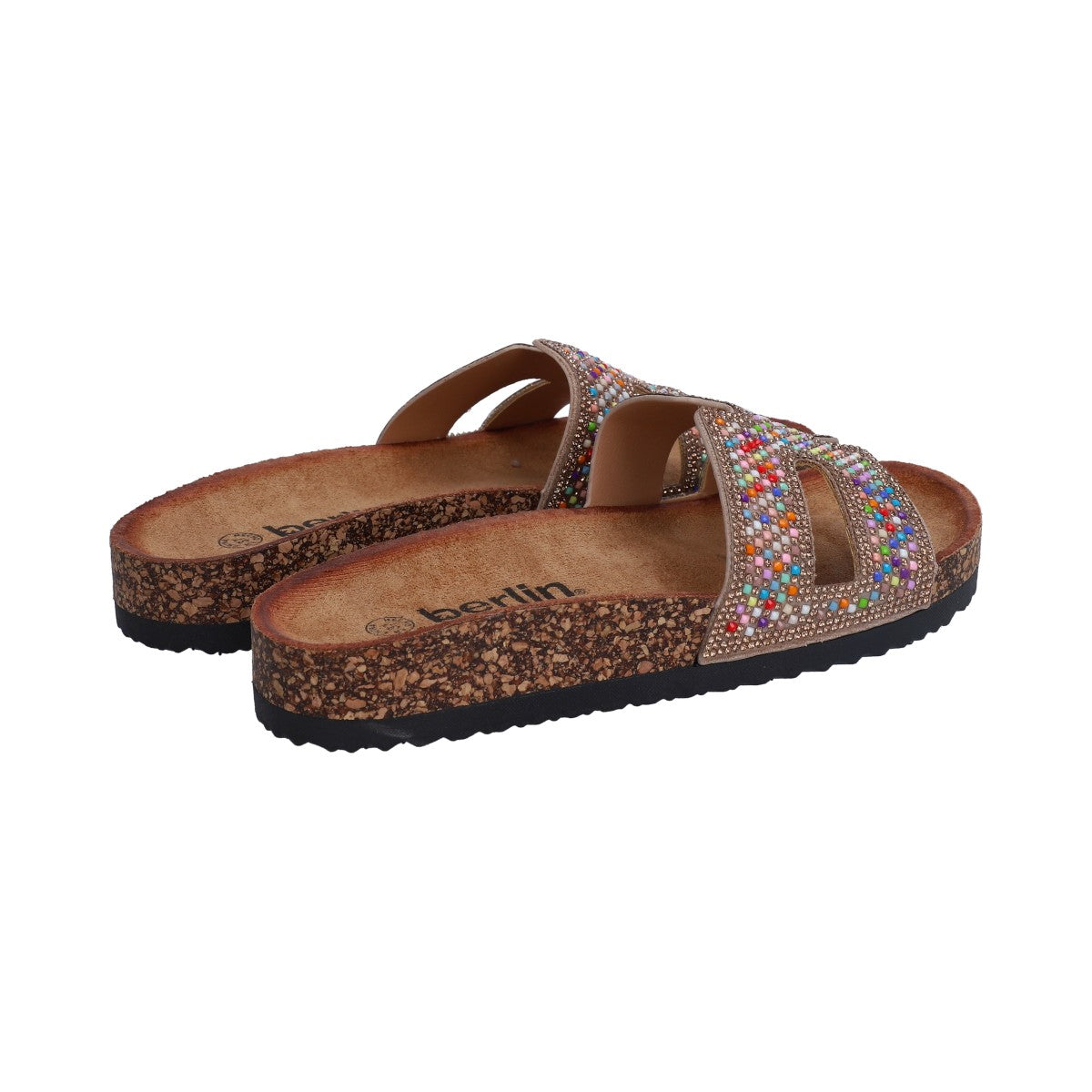 Sandalia Casual Dama Berlin Multicolor Piedras de Plataforma Baja