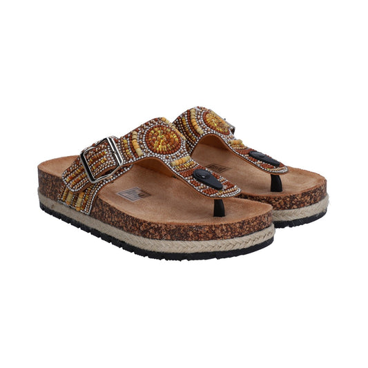 Sandalia Casual Dama Naranja Multicolor Plataforma Baja