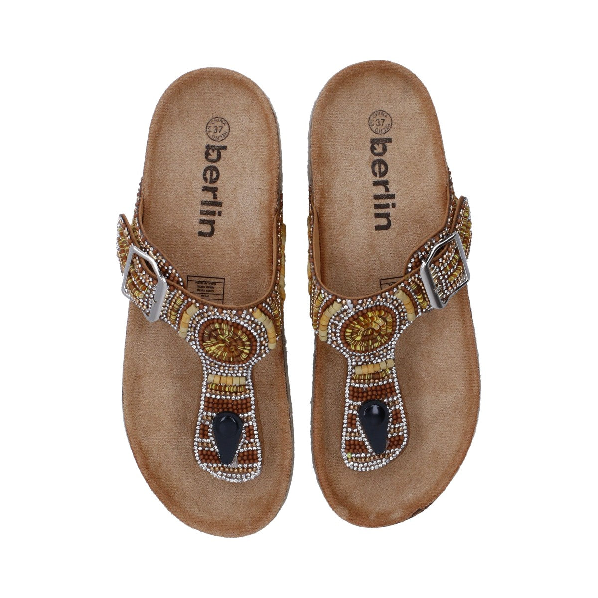 Sandalia Casual Dama Naranja Multicolor Plataforma Baja