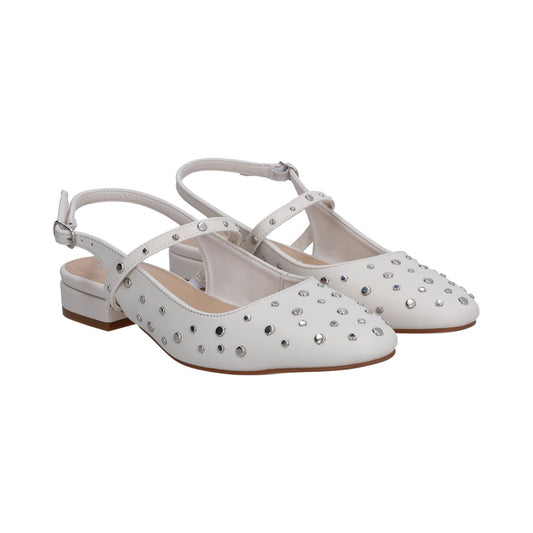 Zapatilla Dama Berlin Blanca con Estoperoles Destalonada