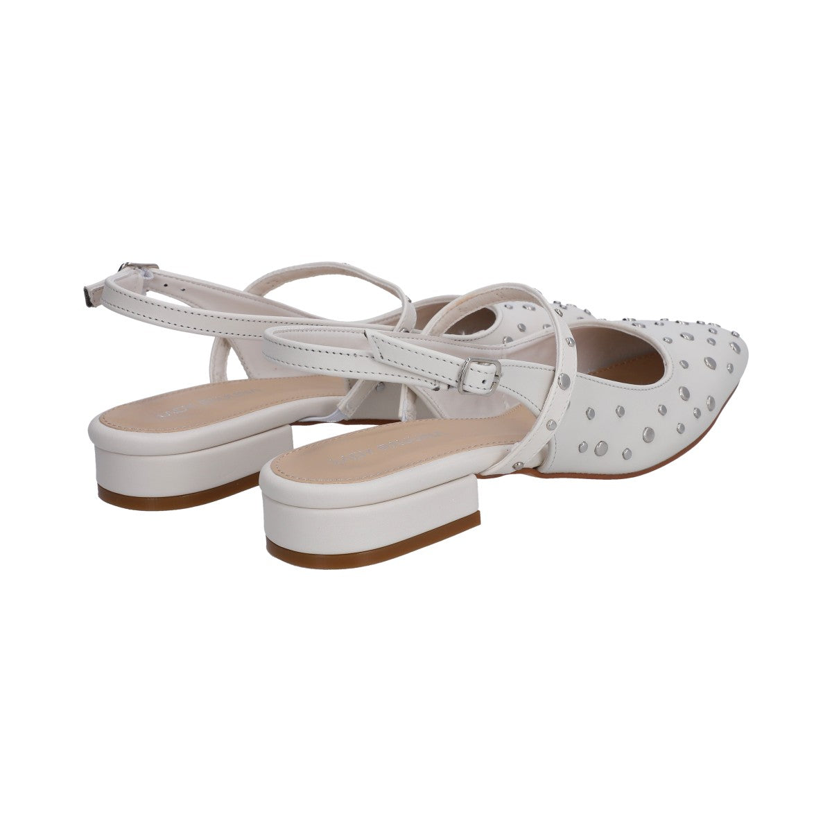 Zapatilla Dama Berlin Blanca con Estoperoles Destalonada