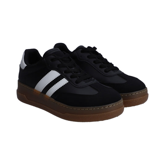 Tenis Dama Casual Berlin Negro Y Blanco Suela Marrón