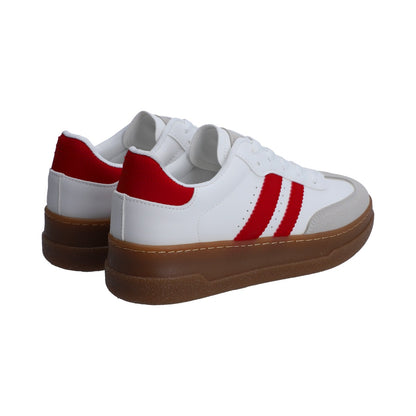 Tenis Dama Casual Berlin Blanco Y Rojo Suela Marrón