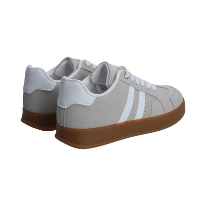 Tenis Dama Casual Berlin Gris Con Blanco Suela Marrón