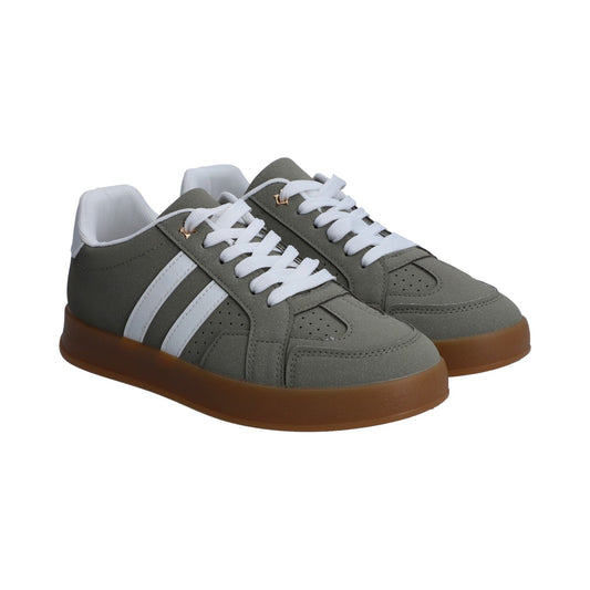 Tenis Dama Casual Berlin Verde Con Blanco Suela Marrón
