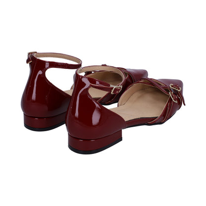 Zapatilla Dama Berlin Charol Vino Tacón Bajo