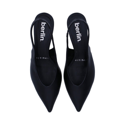 Zapatilla Dama Berlin Negra Destalonada Tacón Kitten