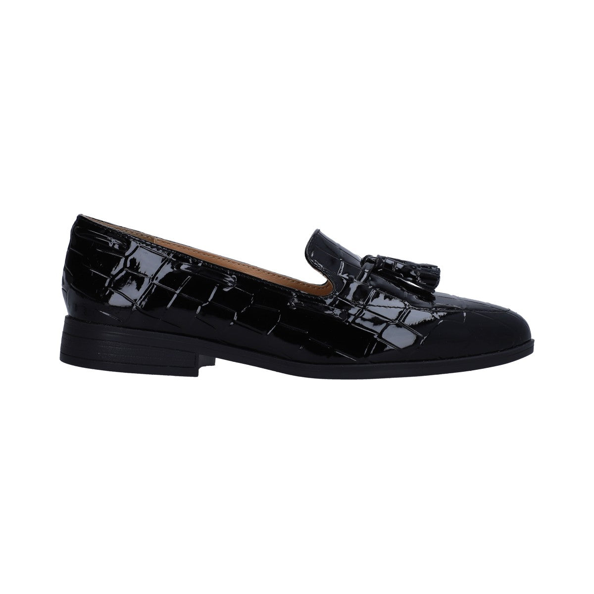 Mocasín Dama Casual Acabado Croco Negro