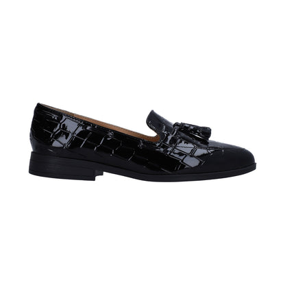 Mocasín Dama Casual Acabado Croco Negro