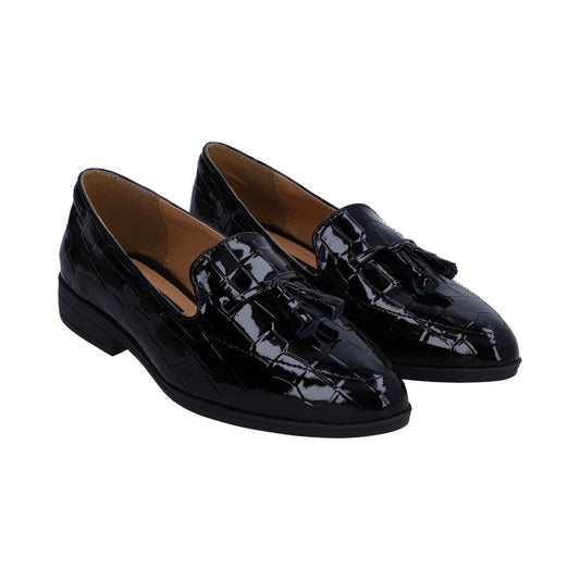 Mocasín Dama Casual Acabado Croco Negro