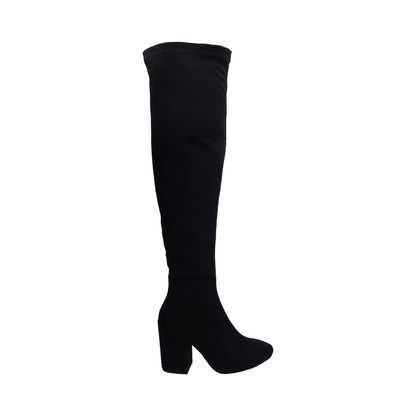 Bota Dama Negra Tubo Ajustable De Tacón