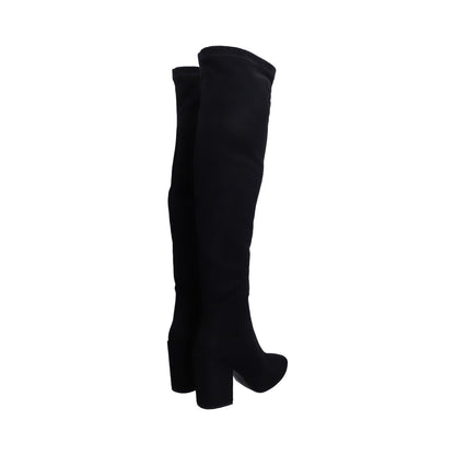Bota Dama Negra Tubo Ajustable De Tacón