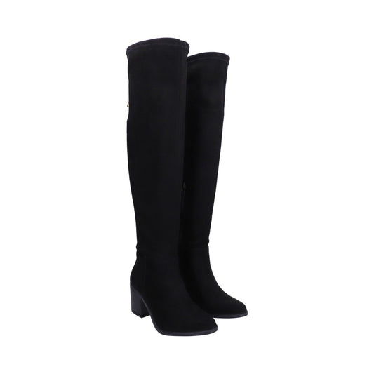 Bota Dama Negra Ajustable De Tacón