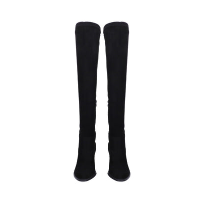 Bota Dama Negra Ajustable De Tacón