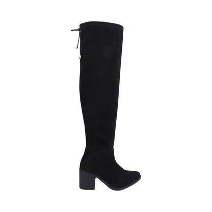 Bota Dama Negra Ajustable De Tacón